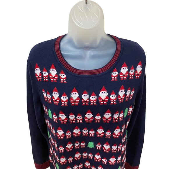 Talbots Womens Medium Holiday Wool Sweater With Santa & Tree Pattern - Picture 6 of 6